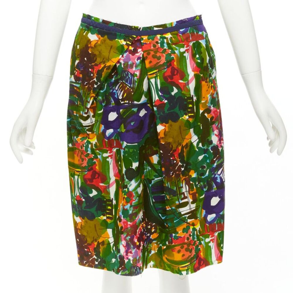 Marni Cotton Floral Pleat Front Skirt